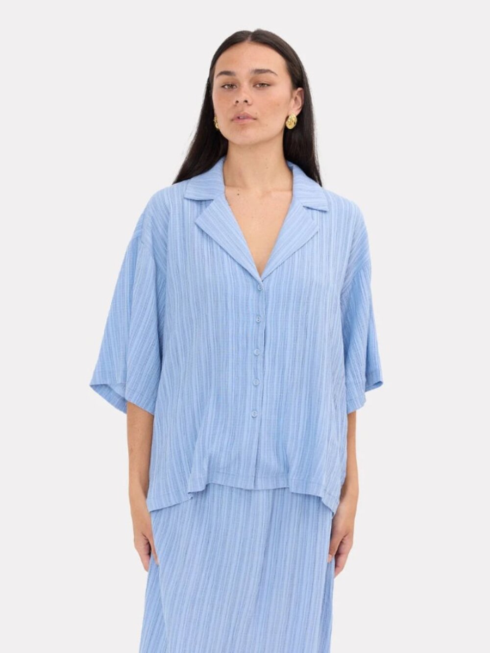 NWT THE LULLABY CLUB | Lacey Shirt | Sky Crepe SZ | S-M (10-12)